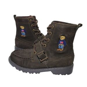 Polo Ralph Lauren Ranger Hi II USA flag Sweater Bear boots boys Youth LEON